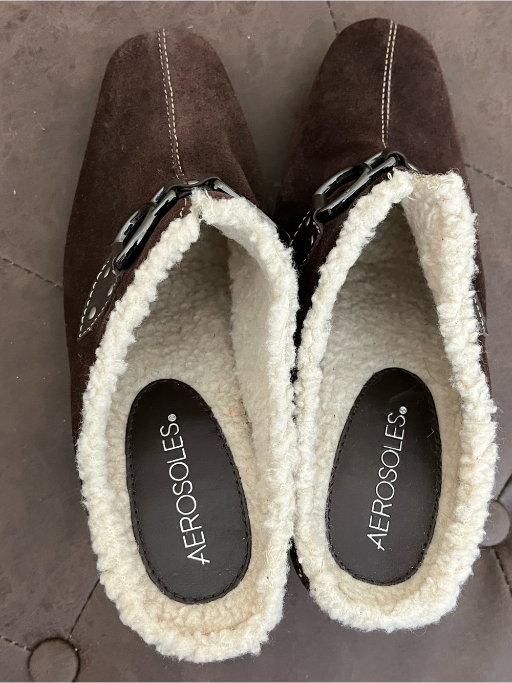 Dark Brown Suede hill mules 7 - Picture 3 of 6